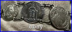 Silver Bracelet Made From 7 Old European Coins Denmark, Danzig, Austria, Brunsv