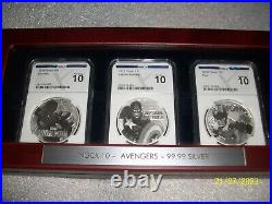 Silver Coin Set AVENGERS NGCX 10.0 Tuvalu 2018 & 2019