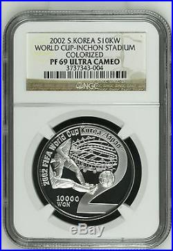 South Korea 2002 Colorized Set 5 Gold/Silver Coins FIFA World Cup Soccer NGC Box