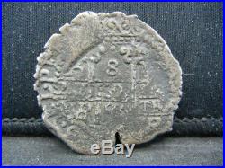 Spain 8 Reales 1600-1622 Silver Shipwreck Treasure Coin 26.2 Grams 36 MM Cob
