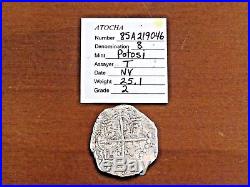 Spanish 8 Reales Silver Coin Potosi 1622 Atocha Shipwreck Grade Two Beauty