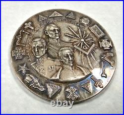 Sterling Silver Mexico Medal. A La Masoneria Del Continente Americano