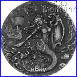 THE SIREN Mythical Creatures Series 2oz Antique Finish Silver Coin 2018 BIOT