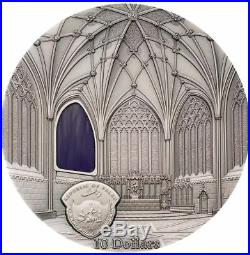 TIFFANY ART Decorated Coin 2017 Palau 2oz Silver $10 WELLS CATHEDRAL World 999pc