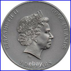 TRAP ATTACK 1 oz Silver Antique Finish Coin in Box+COA 2021 Cook Islands $5
