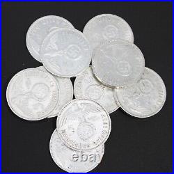 Ten (10) Nazi Germany 5 Reichsmark 90% Silver Coin 1936-1938 Large Swastika