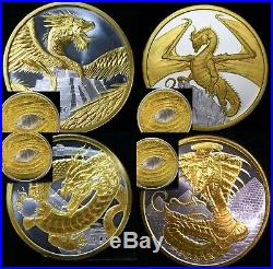 The Aztec Welsh Chinese Egyptian World Of Dragons Silver 1 Ounce 1oz 24k Gold