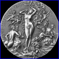 The Birth of Venus Celestial Beauty 2oz Antique finish Silver Coin Cameroon 2021