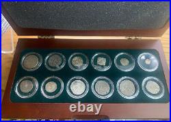 The Great Eastern Caliphates 12 Silver Coins Collection WithCOA & Box