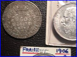 Three coins this Lot Including a high-grade 1870 Belgium Coin Brazil IndoChina
