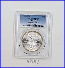 Toned 1984- Mexican Libertad 1 Onza Silver Coin PCGS MS67