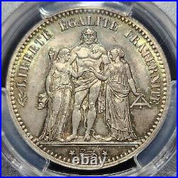 Toned Silver 1873-A France 5 Francs PCGS MS65 Gem BU