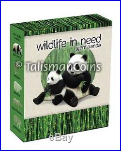 Tuvalu 2011 Wildlife in Need #1 Giant Panda Bear $1 Pure Silver Proof with Color