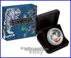 Tuvalu 2014 Ancient Chinese Mythical Creatures Yin & Yang $5 5 Oz Silver Proof