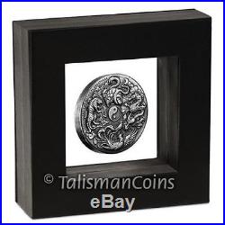 Tuvalu 2016 Ancient Chinese Mythical Creatures $2 2 Oz Silver Antiqued Antique