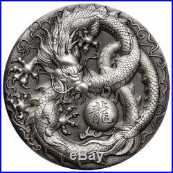 Tuvalu 2018 Dragon Mythical Creatures Pearl Antiqued $5 5 Oz Silver Antique HR