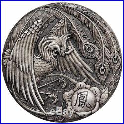 Tuvalu 2018 Phoenix Chinese Mythical Creatures $2 2 Oz Silver Antiqued Antique