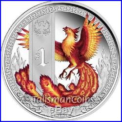 Tuvalu Perth 2013 Mythical Creatures 3 Phoenix $1 Pure Silver Dollar Proof