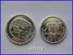 Venezuela Lot 2 Coins 50 (Armadillo) & 25 (Jaguar) Bolivares Bs 1975 Silver 925