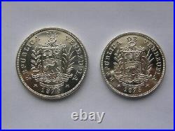 Venezuela Lot 2 Coins 50 (Armadillo) & 25 (Jaguar) Bolivares Bs 1975 Silver 925