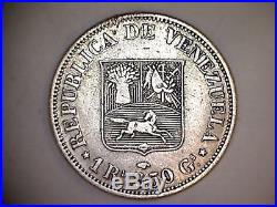 Very Rare! Venezuela Silver 1 Real Year 1858 A