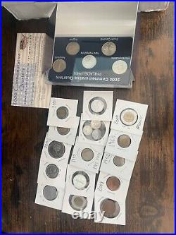 Vintage Foreign Coin Lot + Wheat Cents + Us Stamp Lot. 999 Silver! Quarter Set