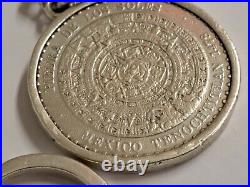 Vintage Mexico Silver Keychain Tenochitlan Coin Onz. 1993