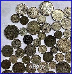 Vintage To Modern World Silver Foreign Coins Lot 1 Pound
