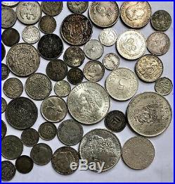 Vintage To Modern World Silver Foreign Coins Lot 1 Pound