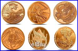 WORLD OF DRAGONS COMPLETE SET of 12 6-1 Oz. SILVER & 6-1 Oz. COPPER COINS & BOX