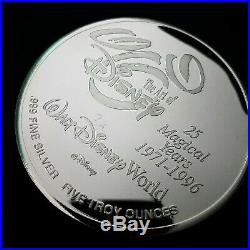 Walt Disney World 25 Magical Years 1971-1996.999 Fine Silver 5 Troy Ounce #185