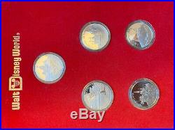 Walt Disney World Master Proof Set 5 Silver Coins Great Condition