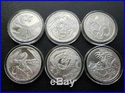 World Of Dragons All 6 Silver Rounds Aztec Welsh Chinese Norse Egyptian Indian