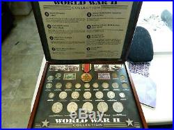 World War II Historical Collection Coin & Stamp & Victory Medal In Case