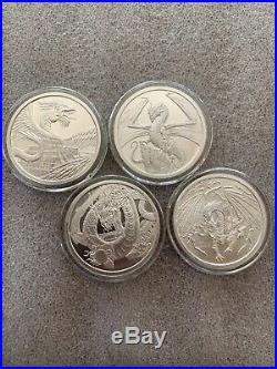 World of Dragons 4 BU Silver Rounds Aztec Welsh Chinese Norse in Capsules